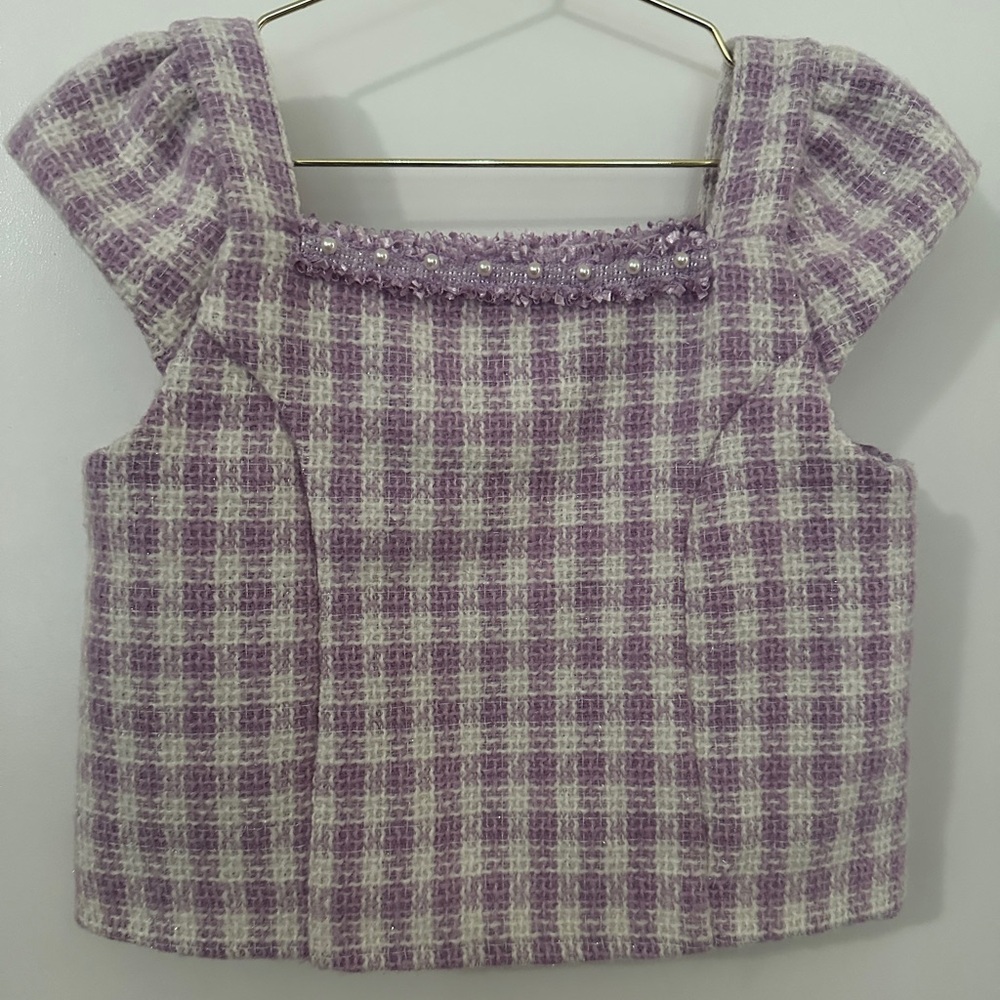 Girls 2 piece tweed outfit with pearl embellishment